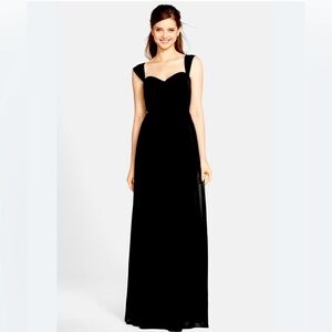 JENNY YOO- Leah Chiffon/Silk Black Gown, Size 2